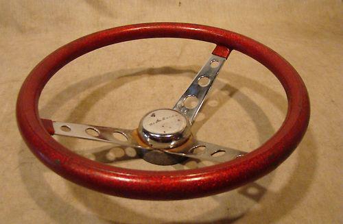 VINTAGE SUPERIOR 500 RED METAL FLAKE STEERING WHEEL HOT/RAT ROD DUNE BUGGY CHEVY, US $19.95, image 4