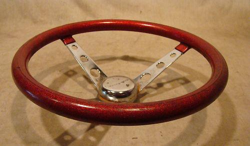 VINTAGE SUPERIOR 500 RED METAL FLAKE STEERING WHEEL HOT/RAT ROD DUNE BUGGY CHEVY, US $19.95, image 5