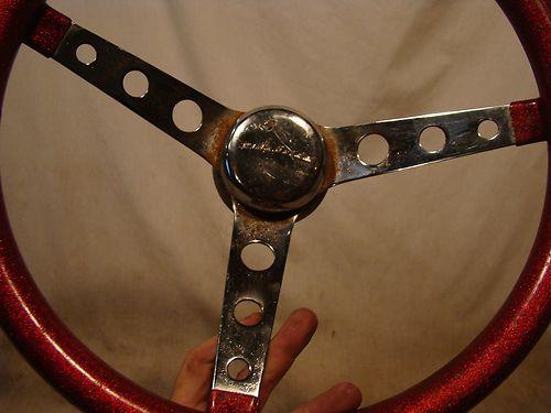 VINTAGE SUPERIOR 500 RED METAL FLAKE STEERING WHEEL HOT/RAT ROD DUNE BUGGY CHEVY, US $19.95, image 6