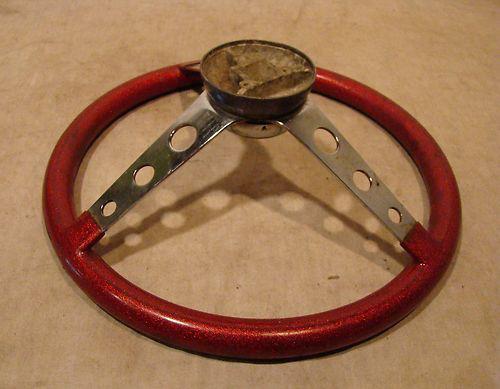 VINTAGE SUPERIOR 500 RED METAL FLAKE STEERING WHEEL HOT/RAT ROD DUNE BUGGY CHEVY, US $19.95, image 7