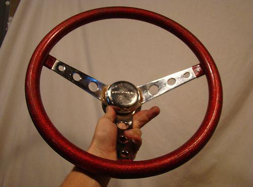 VINTAGE SUPERIOR 500 RED METAL FLAKE STEERING WHEEL HOT/RAT ROD DUNE BUGGY CHEVY, US $19.95, image 11