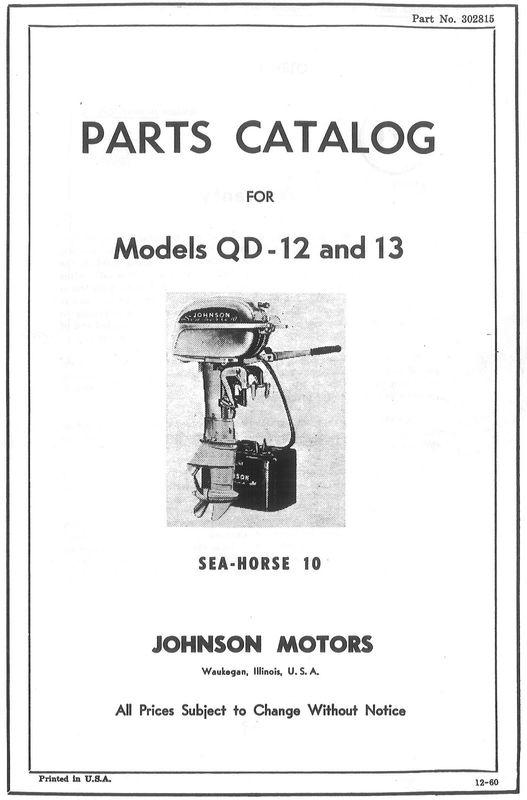 Sea horse sea-horse 10hp  parts catalog, models qd-12 and 13