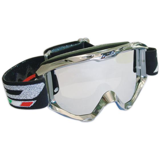 Progrip 3450 chrome motocross atv goggles chrome silver frame mirror silver lens
