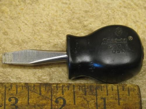 Vintage snap on ssd1 stubby straight screwdriver black plastic handle