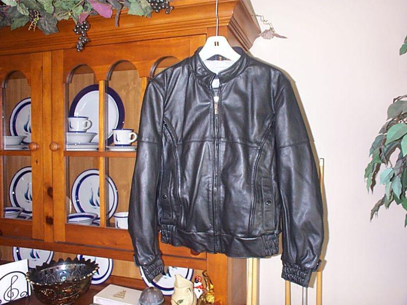 Firstgear ladies leather motorcycle jacket cafe style collar flow through vents