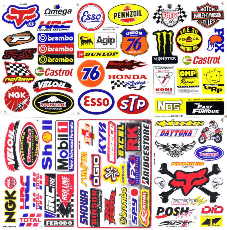 6 atv bike motogp hrc truck skateboard car motocross decal sticker kit sponsor