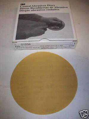 3m # 01034 - gold free cut - 6" discs - p400 grit-100 discs - new