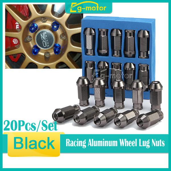 Black m12 x 1.5mm car racing wheel lug nuts aluminum for honda toyota ford x20