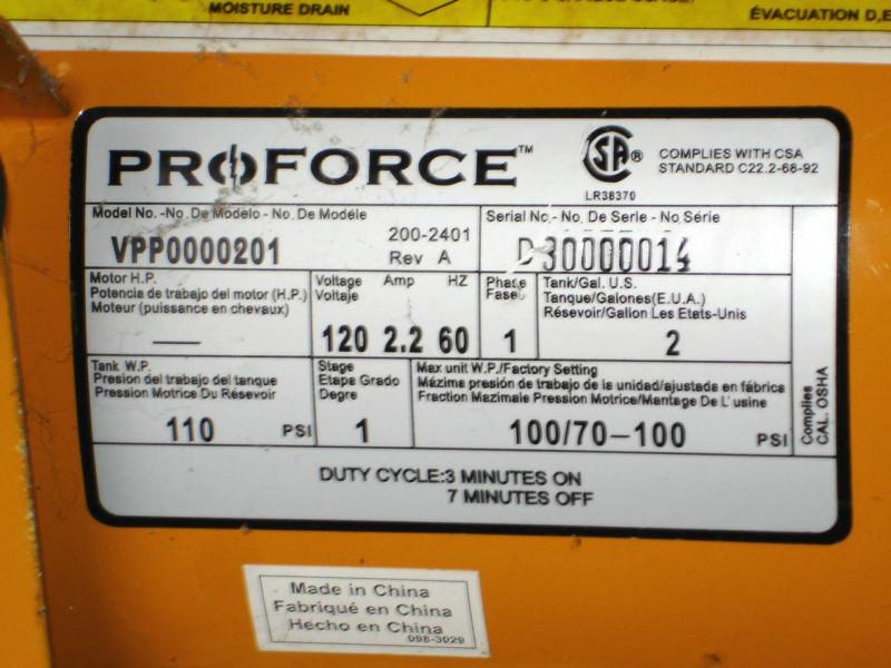 Air Compressor, Proforce, 120V 110PSI, 2 Gal. tank, US $19.99, image 5