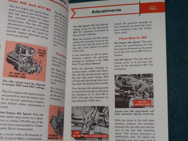 1960 FORD TRUCK / CARBURETOR SERVICE / SHOP MANUAL / ORIGINAL BOOK, US $22.50, image 4
