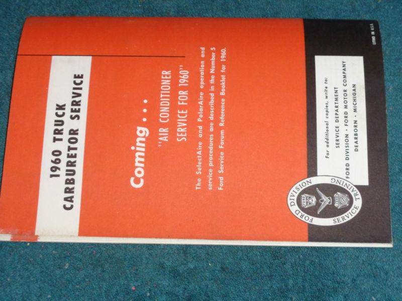 1960 FORD TRUCK / CARBURETOR SERVICE / SHOP MANUAL / ORIGINAL BOOK, US $22.50, image 5
