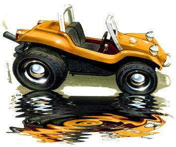 Meyers manx dune buggy atv cartoon kids t-shirt #4106