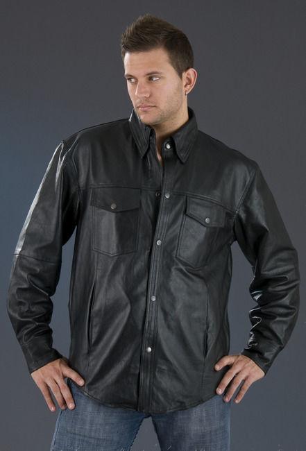 Mens biker leather motorcycle jacket shirt - premium lambskin leather med,lg,xlg