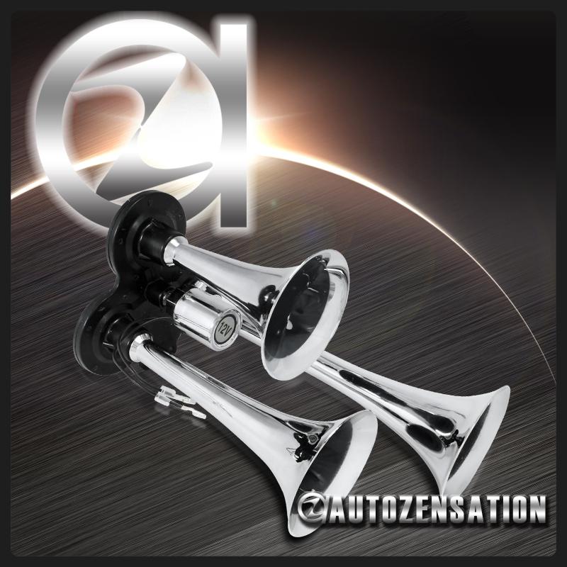 Purchase 3 Triple Trumpet Deep Train Sound 118db Air Horn Chrome 12V in