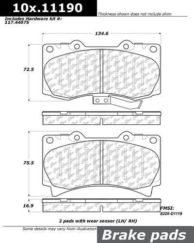 Centric 106.11190 brake pad or shoe, front