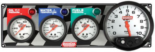 Quickcar 61-6042 3-1 gauge panel tach op/wt/fp imca dirt drag off road