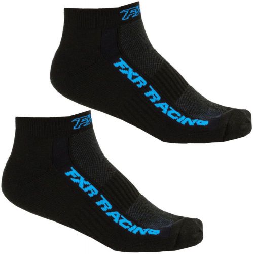 Fxr women's ladies ankle socks- 2 pair pack - black / cyan - new - one size