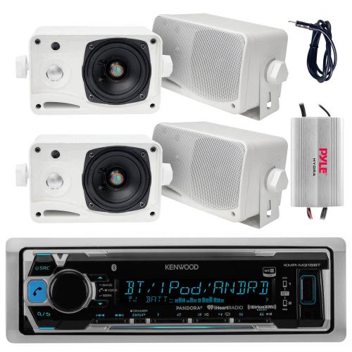Marine kenwood bluetooth ipod usb radio stereo+ 800w amp,antenna &amp; 2 speakers