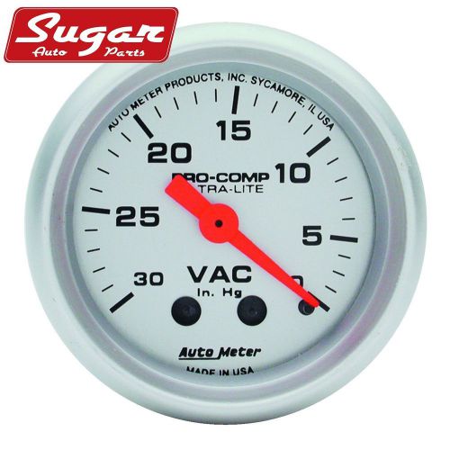 Auto meter gauge; vacuum; 2 1/16in.; 30inhg; mechanical; ultra-lite