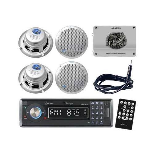 Aqmp70btb in-dash marine mp3 player w/bluetooth/1600w mini amplifier 4 speakers