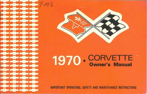 Original 1970 corvette 1st edition owners manual with corvette news card lt1 zr1