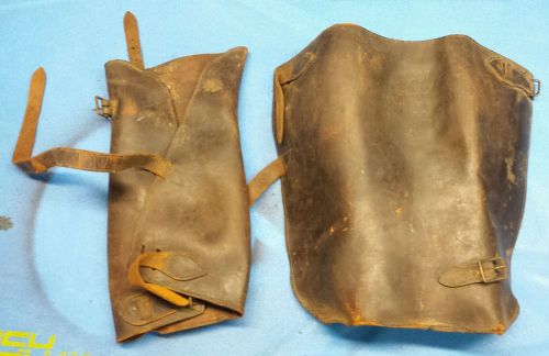 Vintage motorcycle half chaps; shin guards; leather legs; protective gear