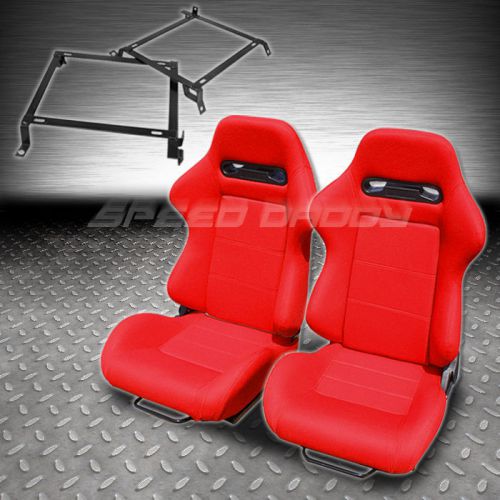 2 type-r woven reclinable racing seats red+stitches+brackets 92-01 civic/integra
