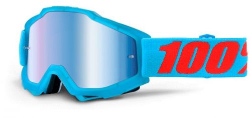 100% accuri acidulous cyan mx goggles blue/orange/blue mirror lens
