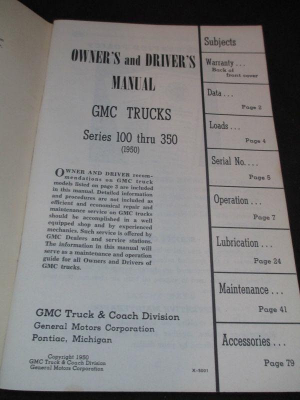 Owners and Drivers Manual GMC Truck Models 100-350 1950, US $22.99, image 2