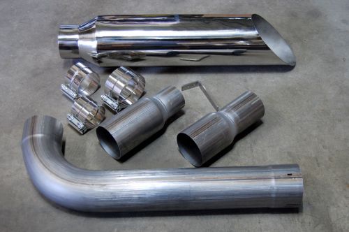 5" single diesel stack kit + 8" slant stainless steel tip exhaust mitre adapters