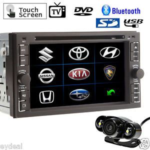 Camera+double 2 din 6.2" in dash stereo car dvd mp3 player bt radio ipod tv usb