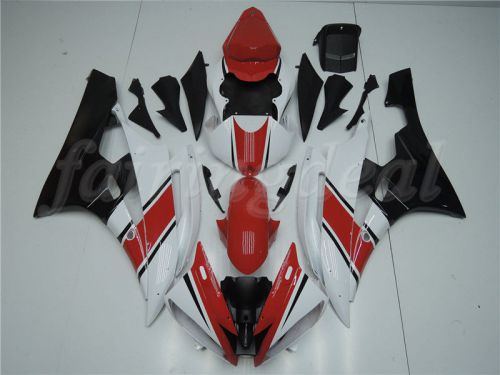 Injection red black white bodywork fairing fit for 2006 2007 yamaha yzf r6 f49