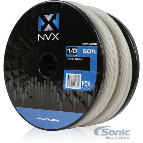 New! nvx xw0wh50 50 ft 0 awg gauge frosted white car audio power/ground wire