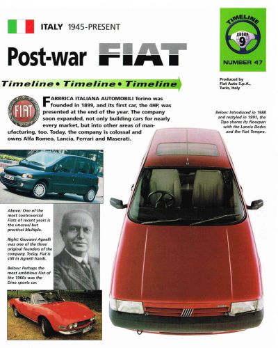 Fiat auto history mini-brochure: tipo,abarth,124,x1/9,8v