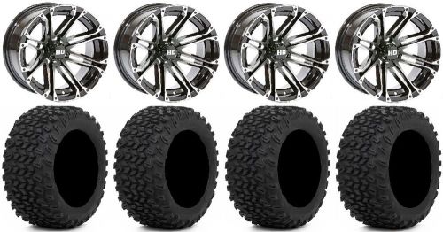Sti hd3 machined golf wheels 14&#034; 23x10-14 xt trail tires yamaha