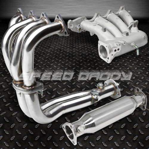 For 94-01 integra ls/gs/rs exhaust header+b18 dohc intake manifold+cat test pipe