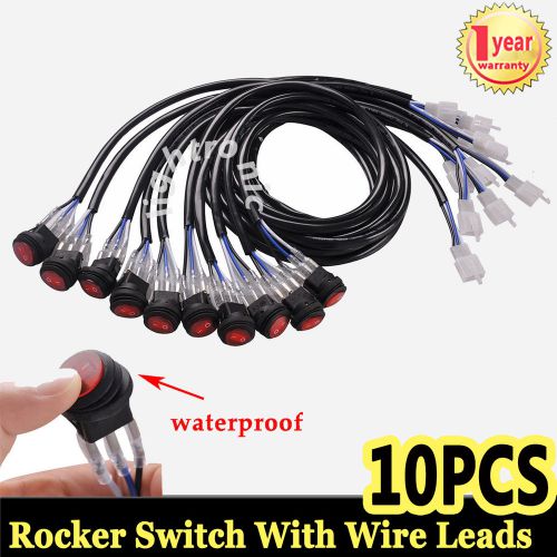 10x waterproof rocker on/off switch 12v20a car boat spst marine socket with wire