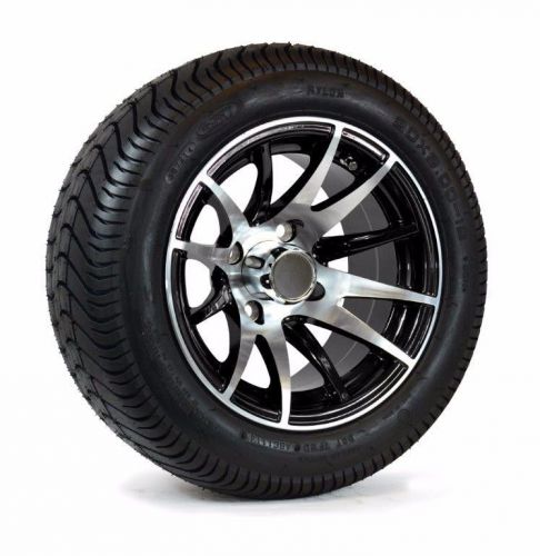 Golf cart 12" machined aluminum wheels, 12-spoke &amp; 20x9.00-12 tires dot (4)