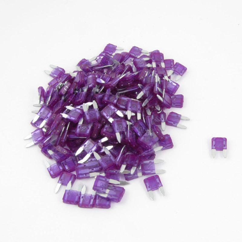Purple 3a 3 amp auto car motorcycle mini blade fuse 200 pieces