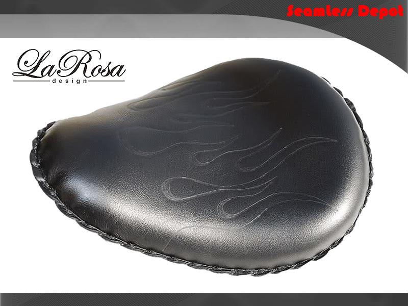 La rosa softail rigid flame design black leather solo seat & tension spring set