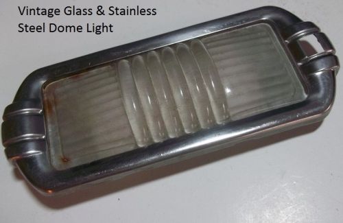 Vintage automobile glass &amp; stainless steel bezel dome light original o.e.m.