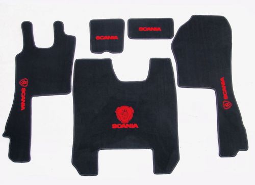 Bl. - red logo vel. carpet mat set for scania r series truck