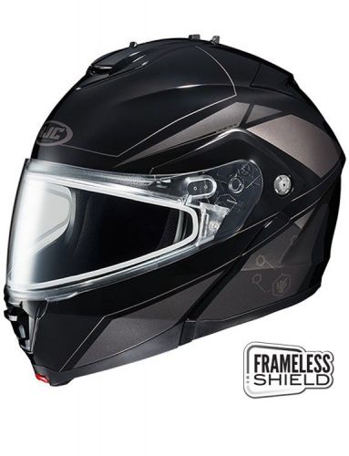 Hjc is-max 2 elemental snow helmet w/dual frameless shield silver/black