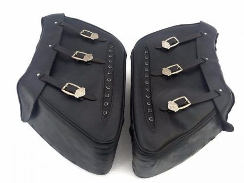 Vintage harley davidson road king shovelhead black leather touring saddlebags