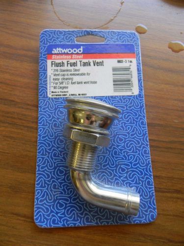 Attwood stainless steel flush mount fuel tank vent 66032-3 90 degree marine boat