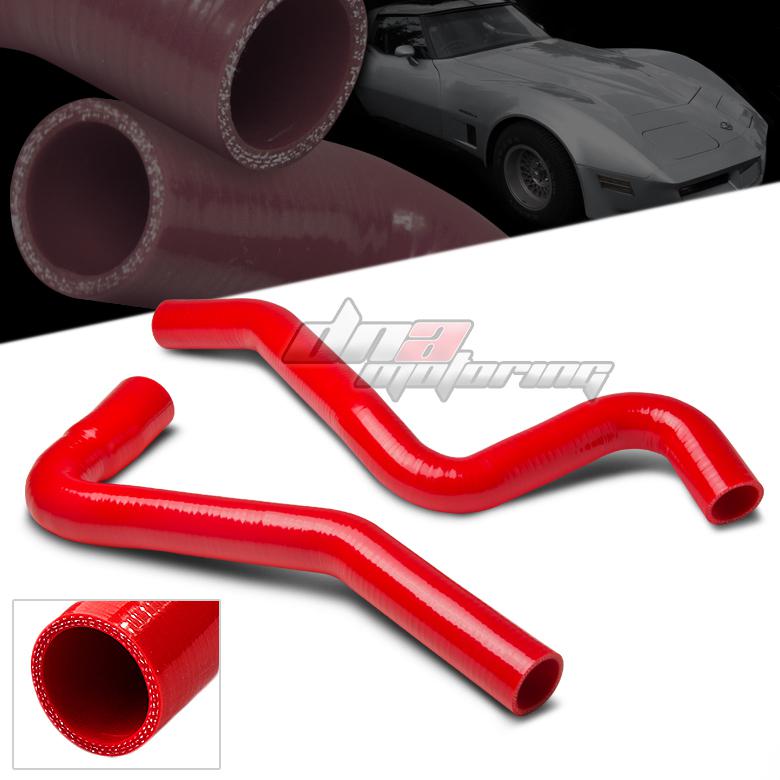 77-82 chevy corvette v8 5.7l/5.0l red silicone direct fit radiator hose piping