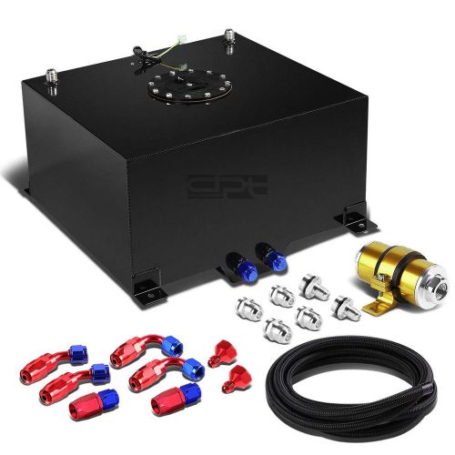 10 gallon aluminum fuel cell tank+cap+oil feed line+30 micron inline filter gold