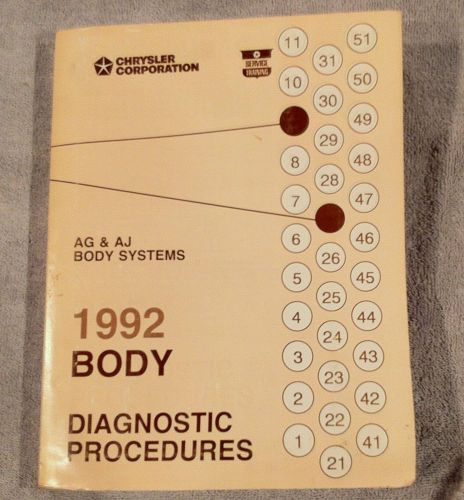 1992 92 chrysler ag &amp; aj oem service body diagnostic procedures manual