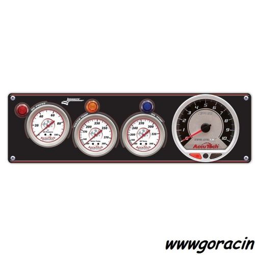 Longacre 3 gauge sportsman w/accutech smi tachometer - op,wt,ot,aluminum panel~