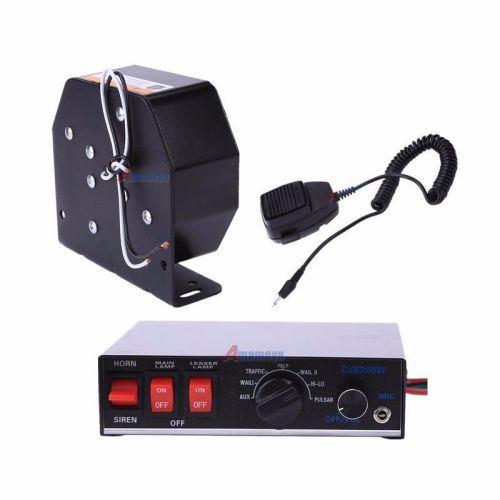 200w loud alarm speaker pa horn siren host system mic set police car fire truck